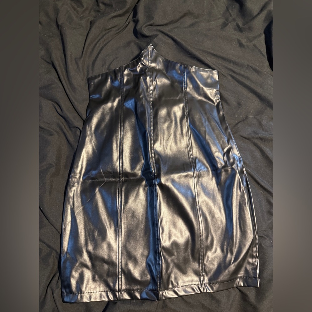 Black Faux Leather corset pencil skirt